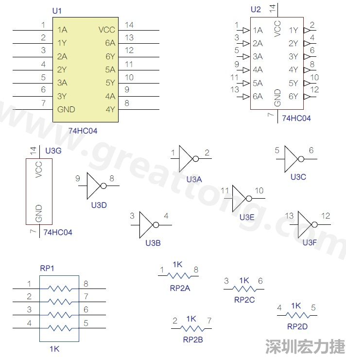 圖1 半導(dǎo)體元件供應(yīng)商所畫的電路圖符號(hào)是模擬元件的接腳圖，而非訊號(hào)流程。