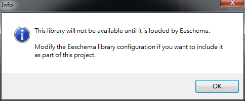 存檔離開。它會提醒你，要增加library搜尋路徑， 不然無法在library browser 找到你的library 