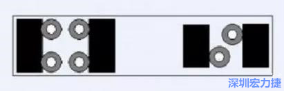 對于大尺寸的電容，比如板級濾波所用的鉭電容，推薦用圖中的安裝方法