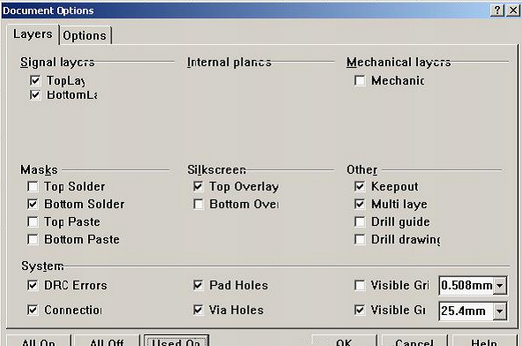 按“L”打開層設(shè)置窗口，打開各層圖形進(jìn)行初步檢查，看文件有無設(shè)計(jì)上的問題或有無特殊的、在處理文件時(shí)需特別留意之處
